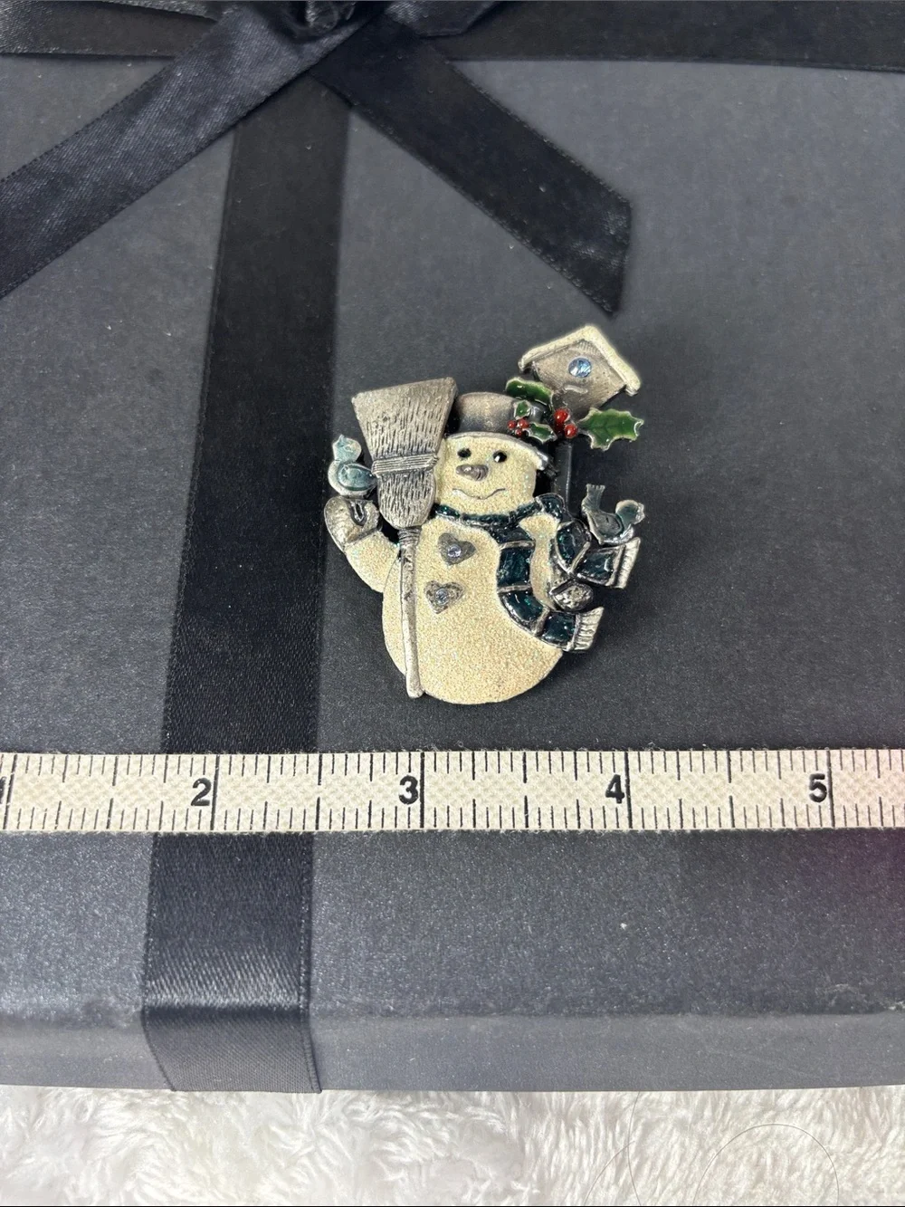 Vintage Kenneth Cole Sparkling Snowman Holiday Brooch